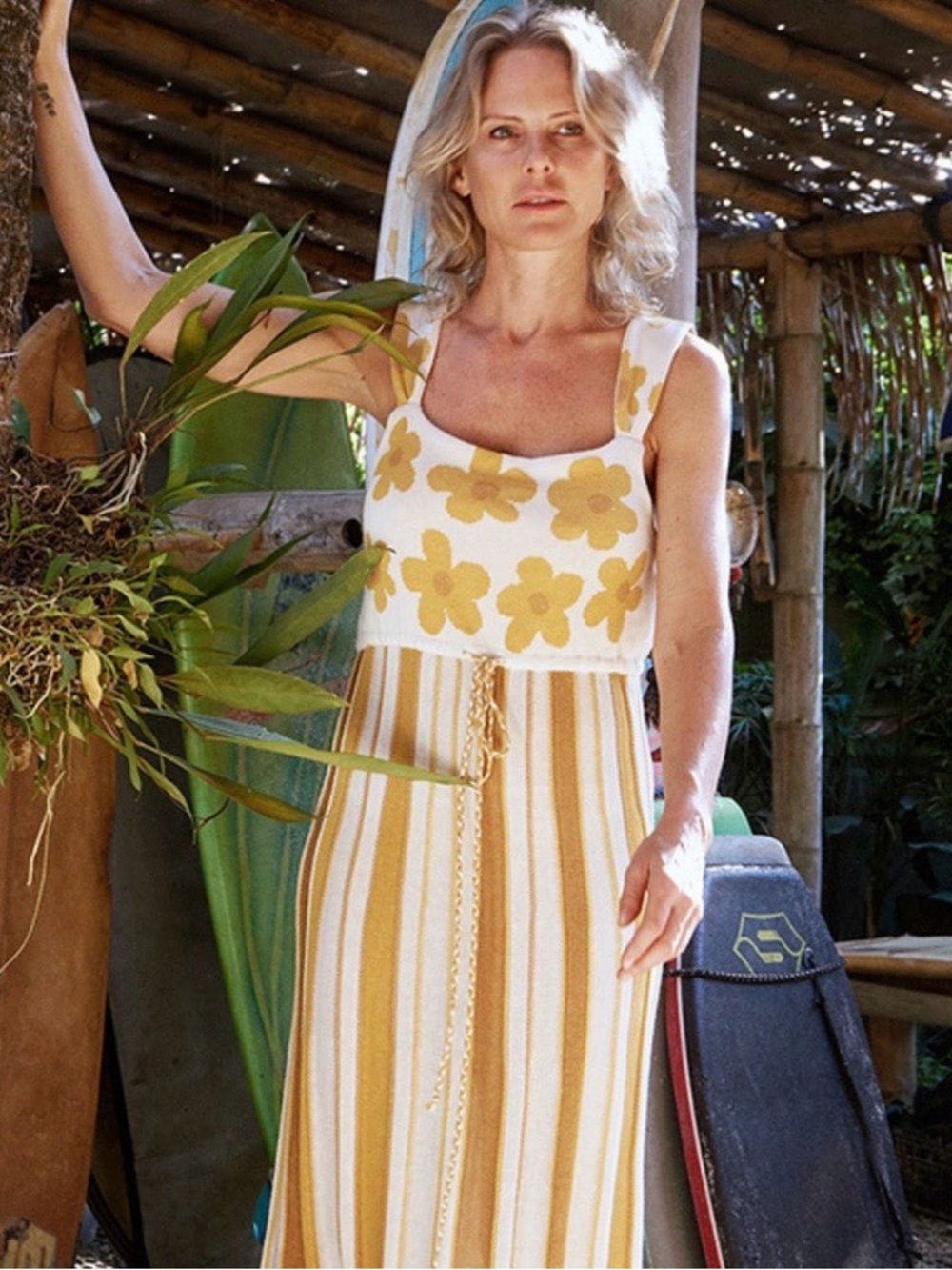 Hayley Menzies Sunray jacquard-knit linen-blend midi sundress size S small - Picture 3 of 16